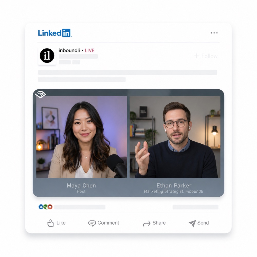 An InboundLi LinkedIn Live event, broadcast live on LinkedIn as an interview